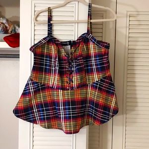 Torrid plaid spaghetti strap peplum Size 2(18-20)